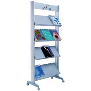 Alu-Prospektständer mit 4 Metall-Ablagen für 12 Dokumente Paperflow 12.A4TM.35 (3660141882186)