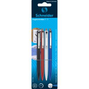 Druckkugelschreiber K15 M blau (dokumentenecht) 4 Stück sortiert SCHNEIDER 73080 (4004675730800)