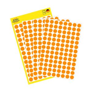 Markierungspunkte  8 mm 4 Blatt 416 Etiketten leuchtorange AVERY ZWECKFORM 3178 (4004182031780)