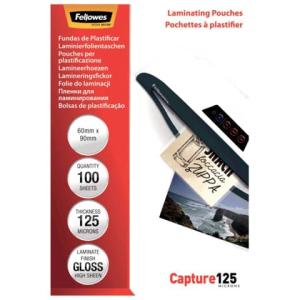 Laminierfolie Capture 60x90 mm glänzend 125 mym 100 Stück FELLOWES 5397402 (0043859526338)