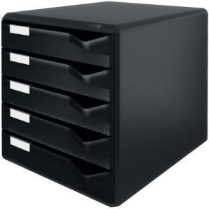 5293 Schubladenset Post-Set A4 C4, 5 halboffene Schubladen schwarz schwarz Leitz 5293-00-95 (4002432363377)