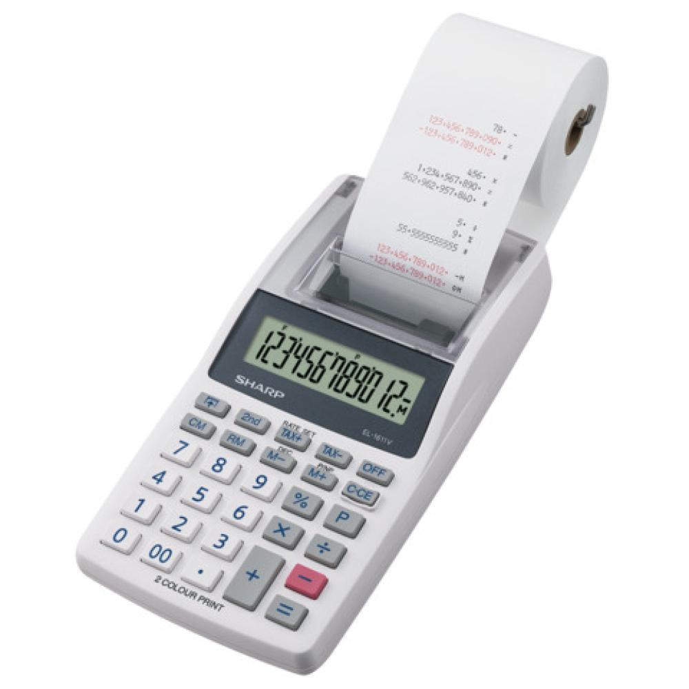 Tischrechner EL-1611V 12-stellig druckend 96x40x191 mm weiß Sharp SH-EL1611V (4974019026121)