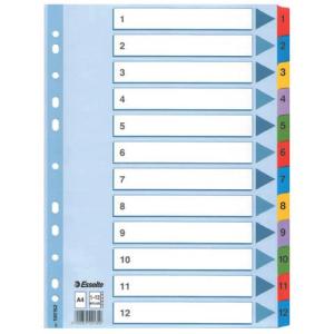 Esselte Ordnerregister Vollformat 1-12 Farbig 12-teilig, 1 Satz 100162 (5902812221329)