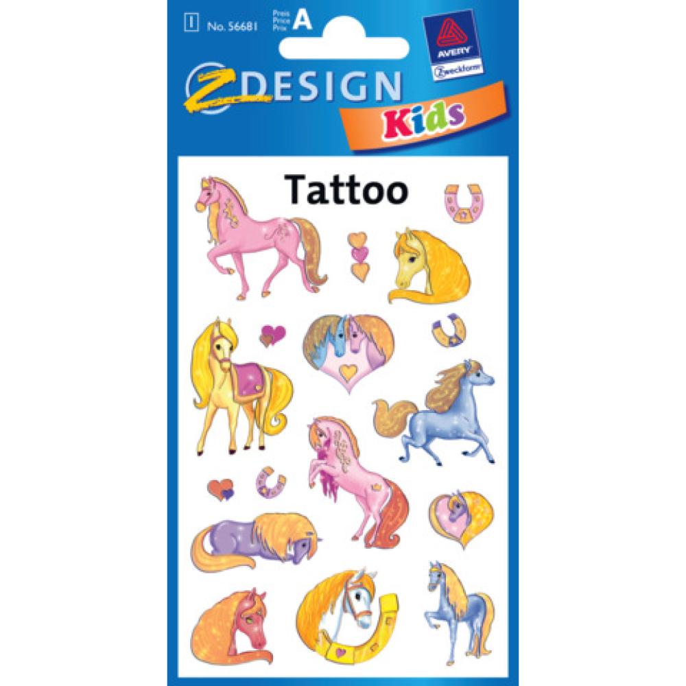 Z-Design Kinder Tattoos Pferde 1 Bogen 17 Tattoo AVERY ZWECKFORM 56681 (4004182566817)