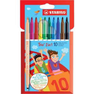 Filzstift und Fineliner in einem Trio 2 in 1 10er Pack mit 10 verschiedenen Farben STABILO 222/10-01 (4006381361729)