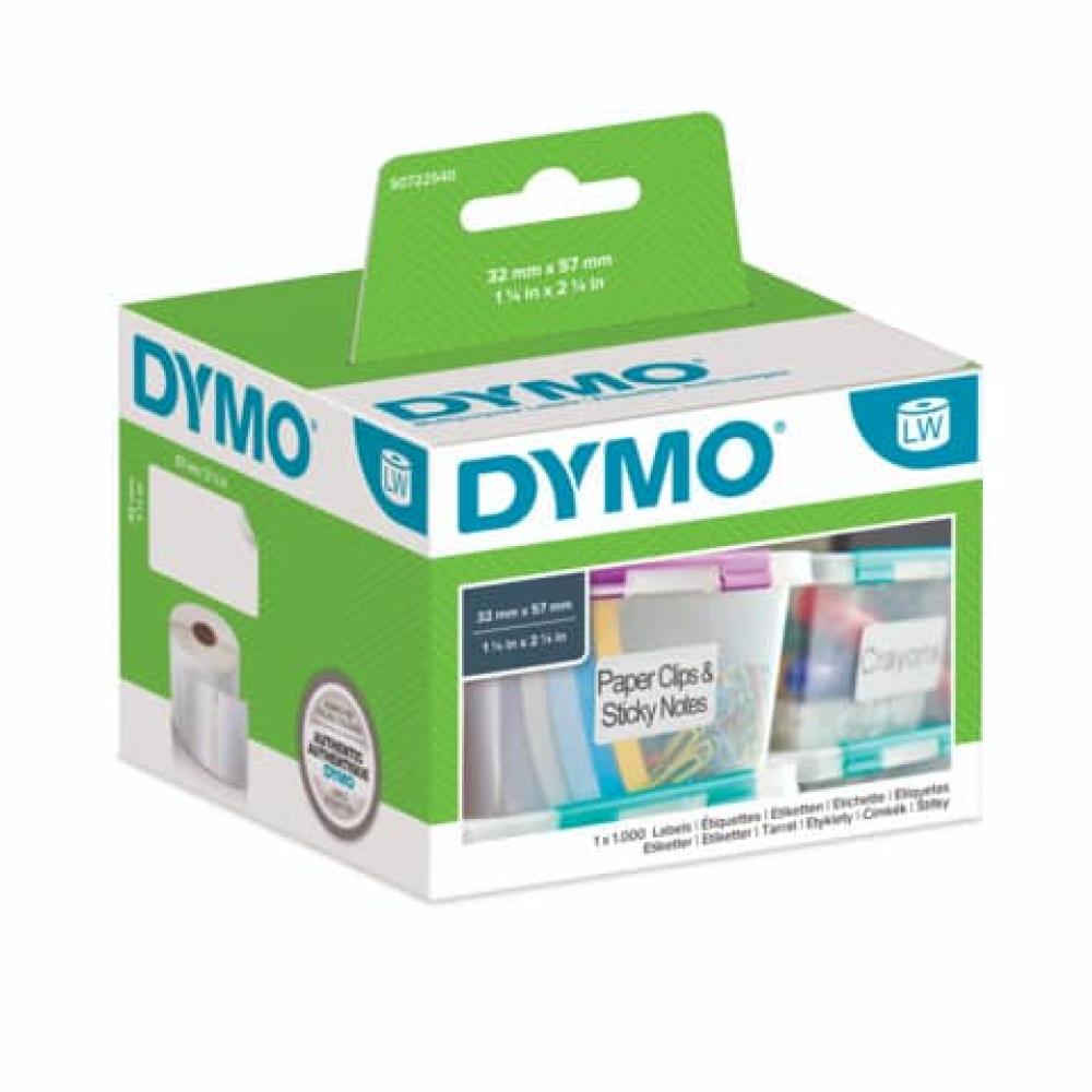 Dymo Etikettenrolle Für Etikettendrucker S0722540 Weiß, 57,0 X 32,0 Mm, 1 X 1000 Etiketten (5411313113540)