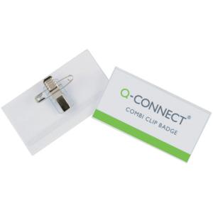 Namensschilder mit Kombiklemme (Nadel und Klemme) 90x54 mm Q-CONNECT KF01567 (5705831015678)