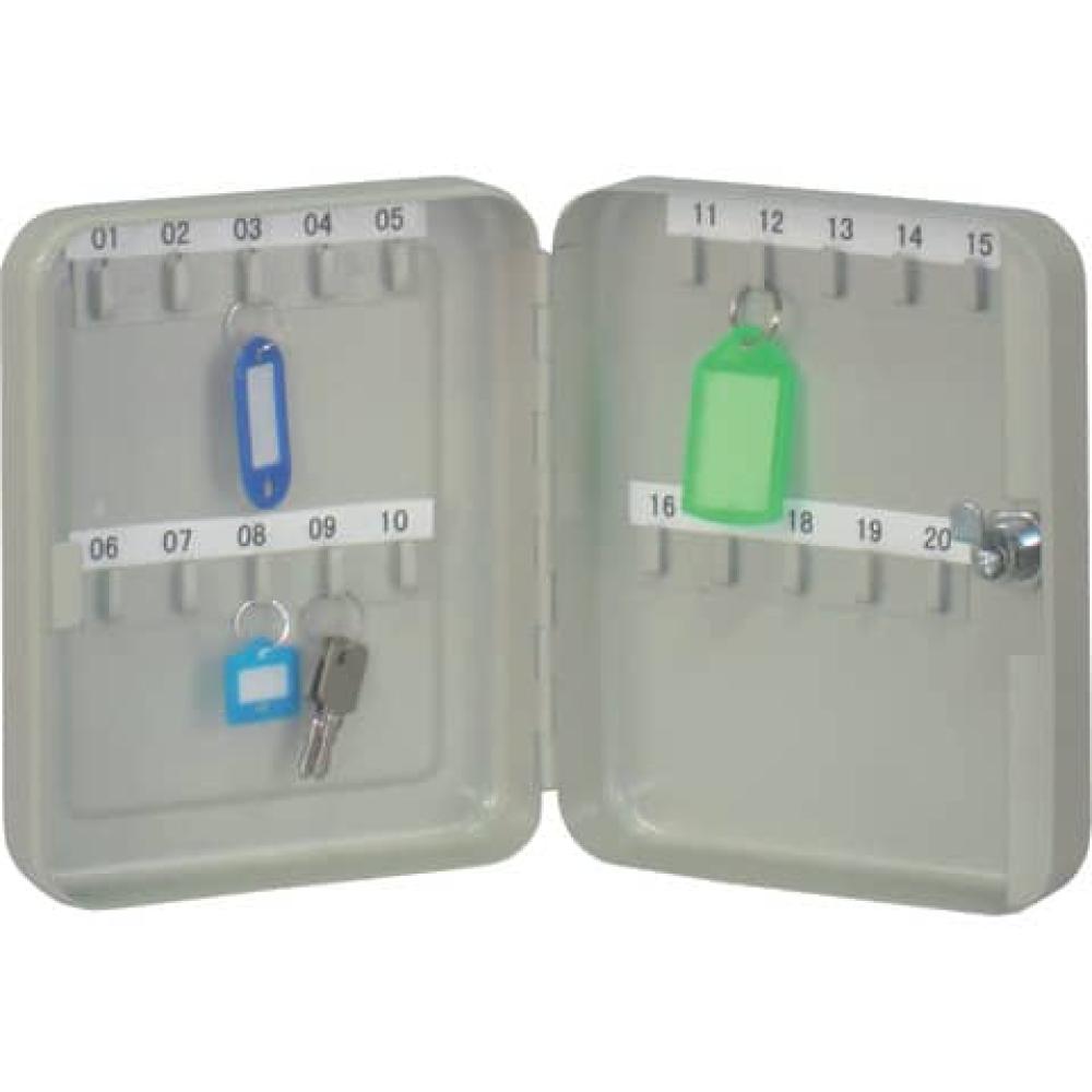 Schlüsselschrank Pearl grey 20 Haken Zylinderschloss Q-CONNECT KF02605 (5705831026056)