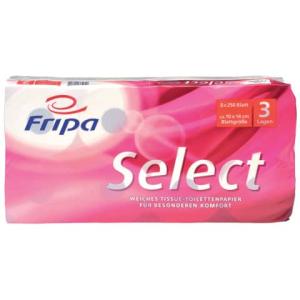 Toilettenpapier Select 3-lagig geprägt hochweiß 8 Rollen a 250 Blatt FRIPA 1030806 (4000883005723)