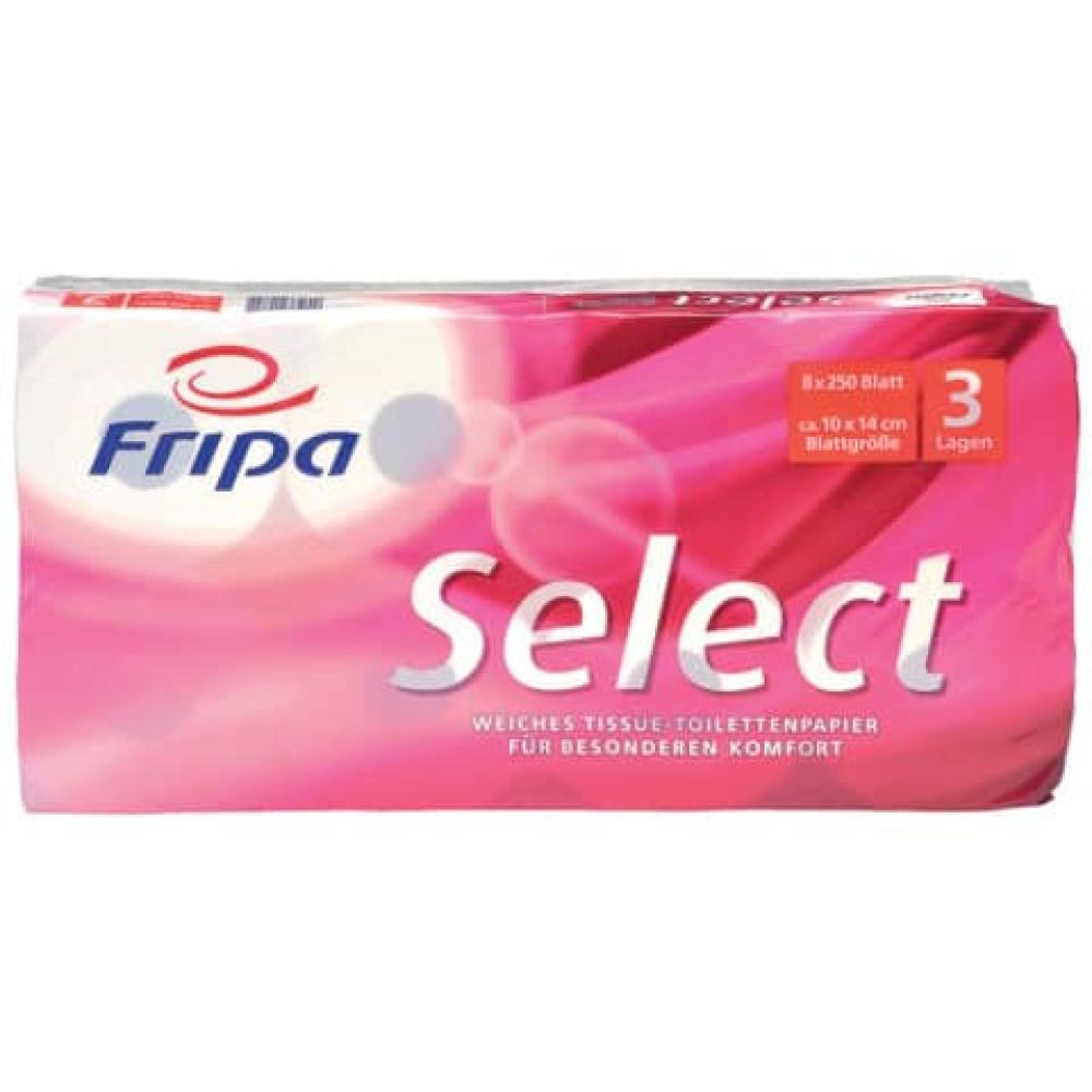Toilettenpapier Select 3-lagig geprägt hochweiß 8 Rollen a 250 Blatt FRIPA 1030806 (4000883005723)