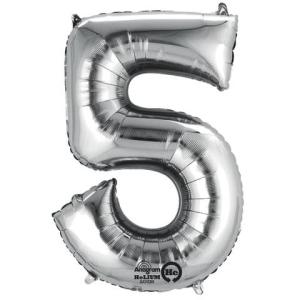 Folienballon Zahl 5 silber 9906290 (0026635279857)