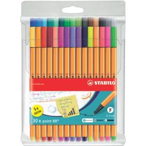 Fineliner point 88 Etui 30er Pack mit 30 verschiedenen Farben inklusive 5 Neonfarben STABILO 8830-1 (4006381438674)