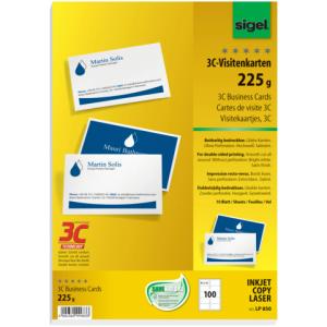 100 Sigel Visitenkarten Lp850 Satiniert Weiß 225 G/qm (4004360999833)