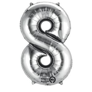Folienballon Zahl 8 silber 9906293 (0026635279888)
