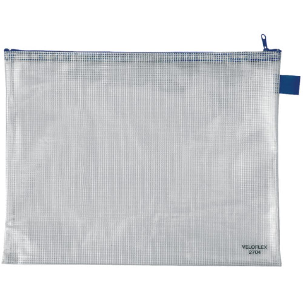 Reißverschlusstaschen transparent blau A4, 355x270 mm Veloflex 2704 000 (4000225270406)