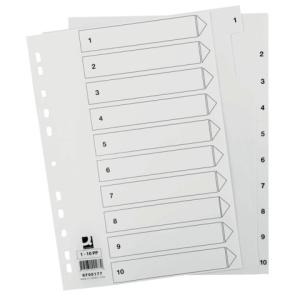 Zahlenregister 1 10, PP A4, 10 Blatt weiß Q-CONNECT KF00177 (5705831001770)