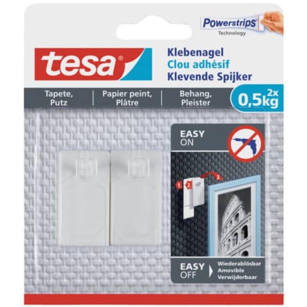 Powerstrips Klebenagel ablösbar Tragfähigkeit 500 g weiß 2 Stück TESA 77772-00000-00 (4042448340467)