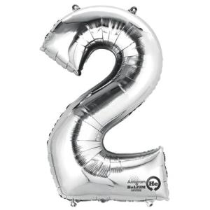 Folienballon Zahl 2 silber 9906287 (0026635279826)