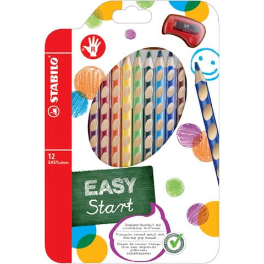 Ergonomischer Buntstift für Rechtshänder EASYcolors 12er Pack mit Spitzer STABILO 332/12 (4006381398732)