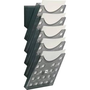 Wand-Prospekthalter A4 hoch grau transparent HELIT H6103108 (4012086003208)