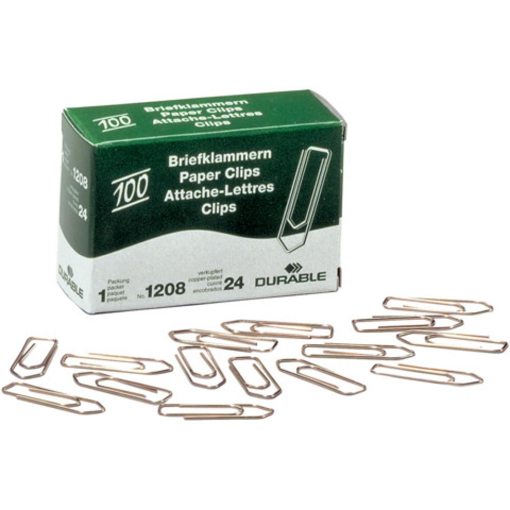 Briefklammer 32 mm Metall verkupfert Schachtel mit 100 Stück DURABLE 1208 24 (4005546102047)