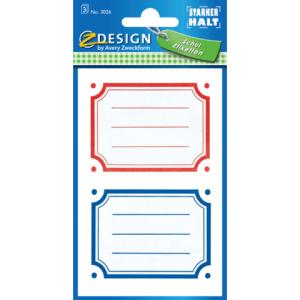 Schule Buchetikett Zierrahmen farbig sortiert Papier 3 Bögen 6 Etiketten AVERY ZWECKFORM 3026 (4004182030264)