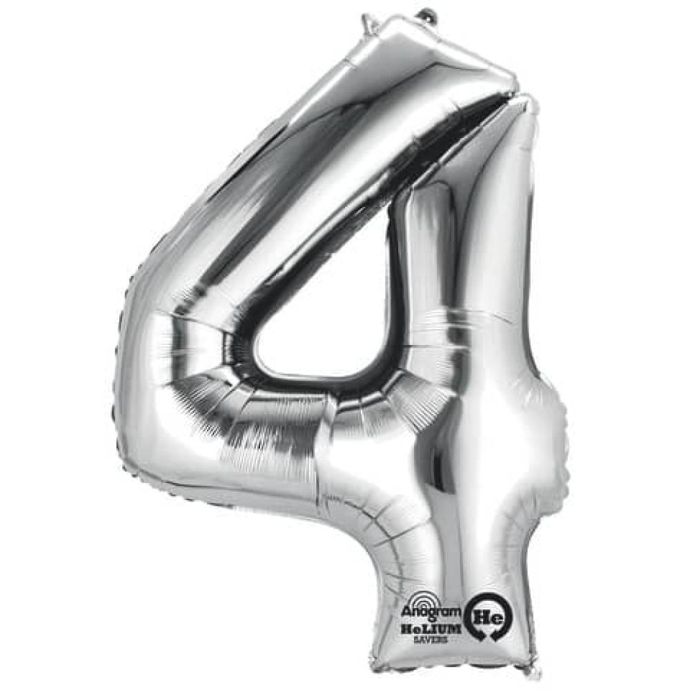 Folienballon Zahl 4 silber 9906289 (0026635279840)