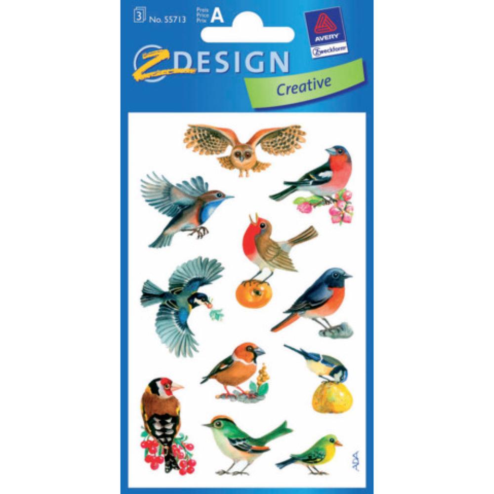 Z-Design Deko Sticker Vögel 3 Bogen 33 Sticker AVERY ZWECKFORM 55713 (4004182557136)