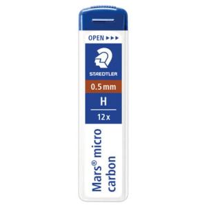 Feinmine Mars micro carbon 250 0,5 mm H schwarz 12 Minen STAEDTLER 250 05-H (4007817213643)
