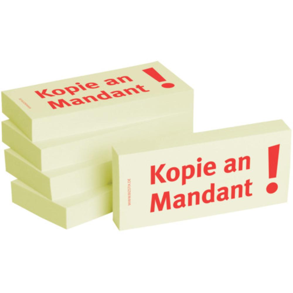 Haftnotizen Kopie an Mandant 75x35 mm 5x 100 Blatt BIZSTIX 1301010155 (4260184863556)