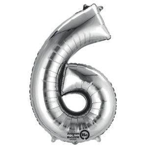 Folienballon Zahl 6 silber 9906291 (0026635279864)