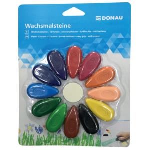 Wachsmalsteine Tropfen 12 Farben sortiert 1 Radierer Donau 5220100-99 (9004546399254)