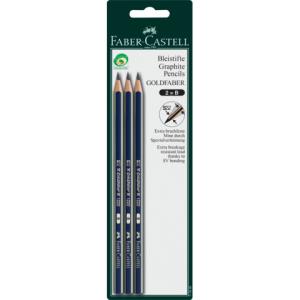 Bleistift DESSIN B 3er Blisterkarte blau-silber-gestreift FABER CASTELL 115599 (4005401155997)