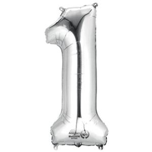 Folienballon Zahl 1 silber 9906286 (0026635279819)
