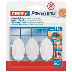 tesa Klebehaken Powerstrips Mini Oval weiß 3 Stück