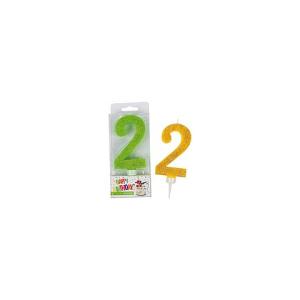 Geburtstagskerze Glitter Zahl 2 sortiert TRENDHAUS 941909 (4032722941909)