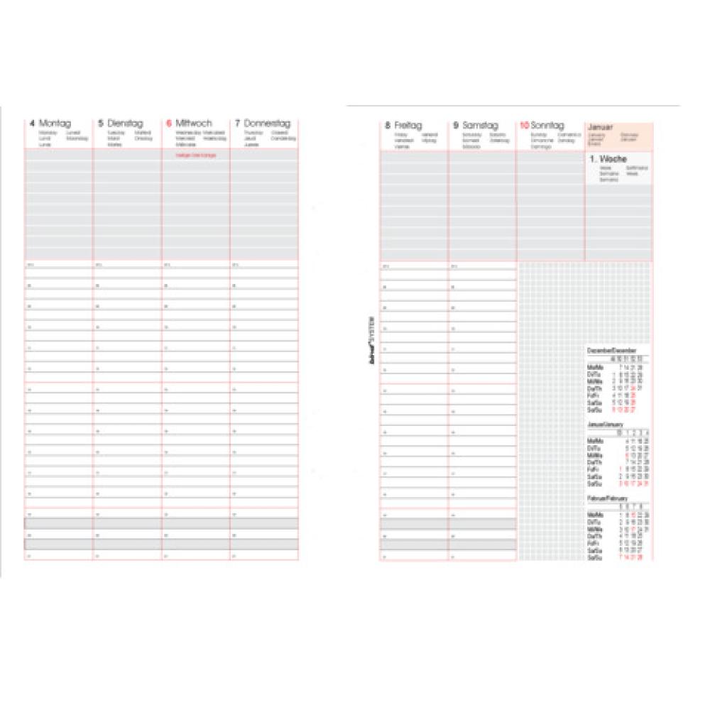 Ersatzkalendarium Wochenplan A5, 1 Woche 2 Seite BIND 250826 (4021068026210)