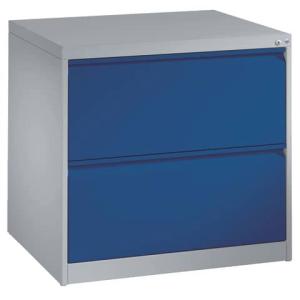Stahl-Hängeregistraturschrank ACURADO C 2000 zweibahnig 2 Auszüge hellgrau blau ColomPac 12912-312/7035/5010 ()
