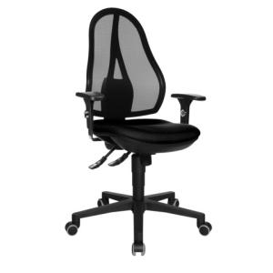 Bandscheiben-Drehstuhl Open Point SY ohne Armlehnen schwarz Sicherheitsdoppelrollen für alle Böden TOPSTAR OP200G20H (40