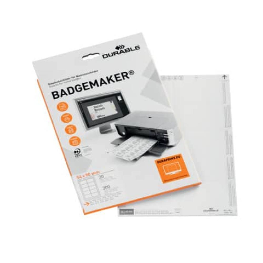 BADGEMAKER Einsteckschilder 54x90 mm weiß DURABLE 1455 02 (4005546140551)