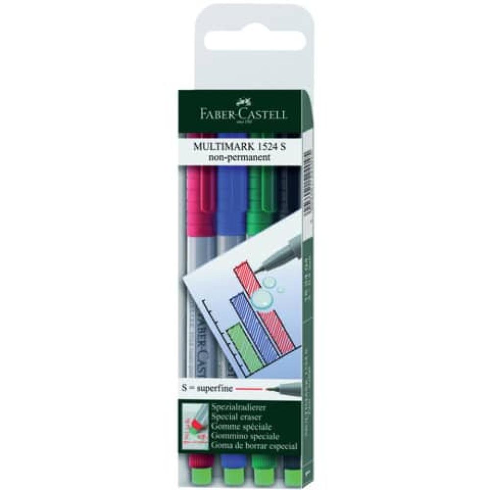 CD-Marker MULTIMARK non-permanent S 4 Farben Etui FABER CASTELL 152404 (4005401524045)