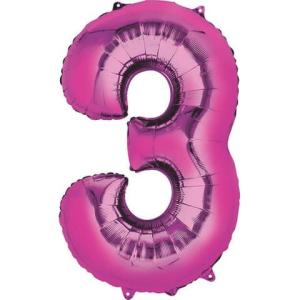 Folienballon XXL Zahl 3 rosa 9907281 (0026635282819)