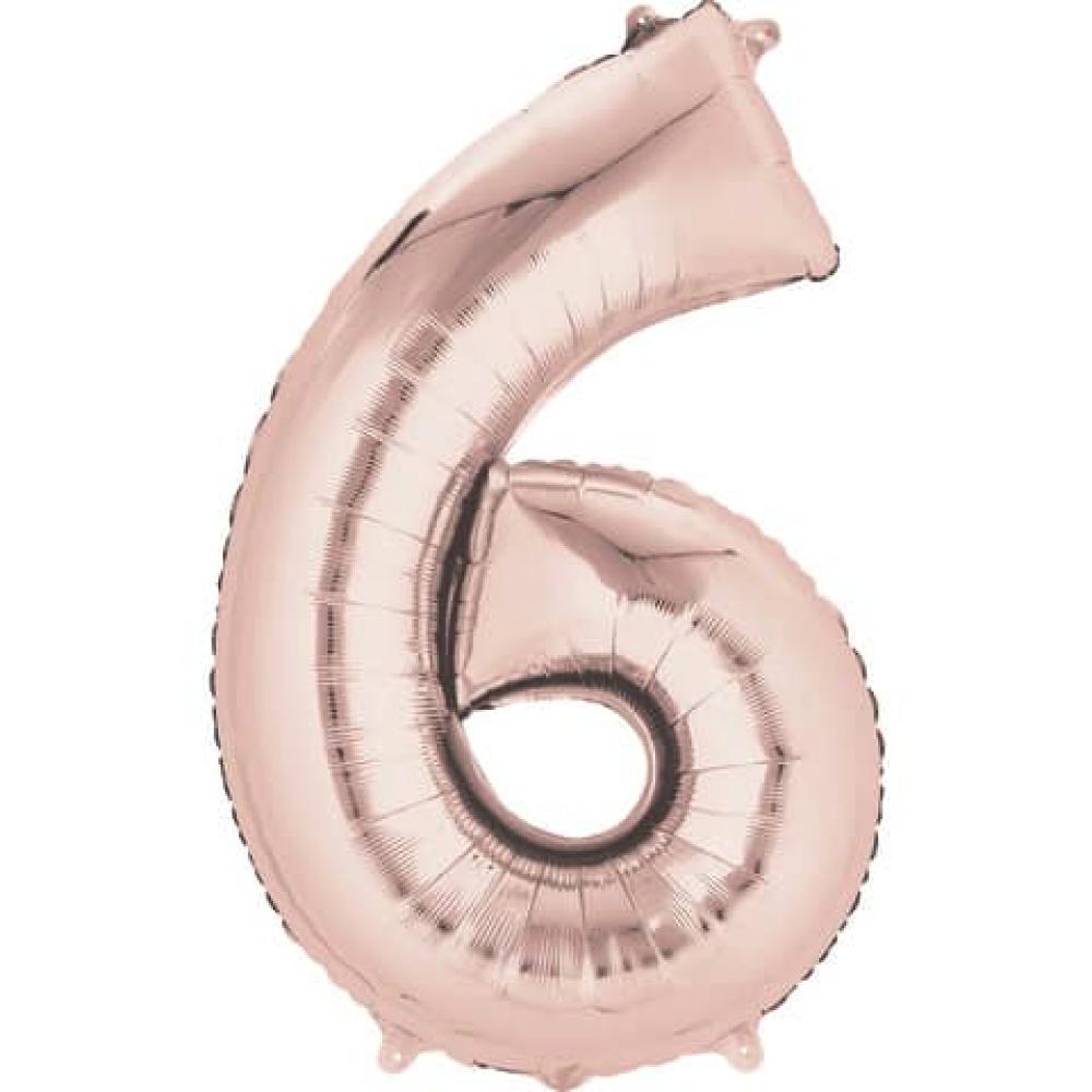 Folienballon XXL Zahl 6 rose gold 9906281 (0026635362177)