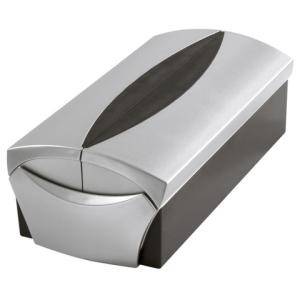 DELTA Silber Edition Visitenkartenbox VIP-Set für 500 Visitenkarten Box+Etui silber-schwarz HAN 2755-77 (4012473275515)