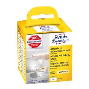 Rollenetiketten, 89 x 28 mm, weiß AVERY Zweckform AS0722370 (4004182617021)