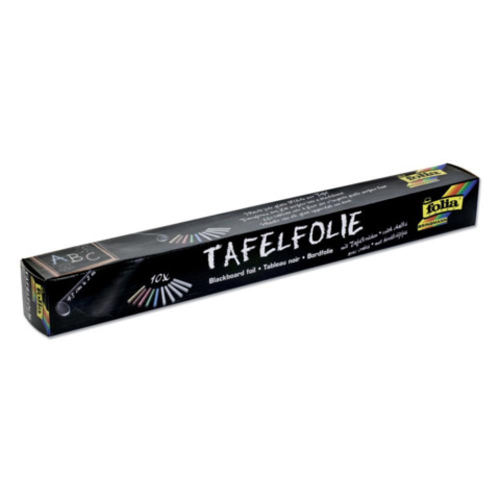 Tafelfolie 45x200 cm selbstklebend schwarz inkl. 10x Kreide FOLIA 390090 (4001868035865)