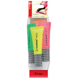 Textmarker NEON 4er Pack gelb grün pink orange STABILO 72/4-1 (4006381401326)