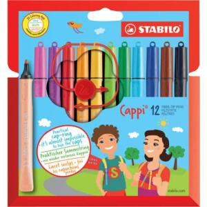 Filzstift mit Kappenring Cappi 12er Pack mit 12 verschiedenen Farben STABILO 168/12-4 (4006381483711)