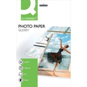 Inkjet-Photopapiere A4, hochglänzend 180 g qm 20 Blatt Q-CONNECT KF01103 (5705831011038)