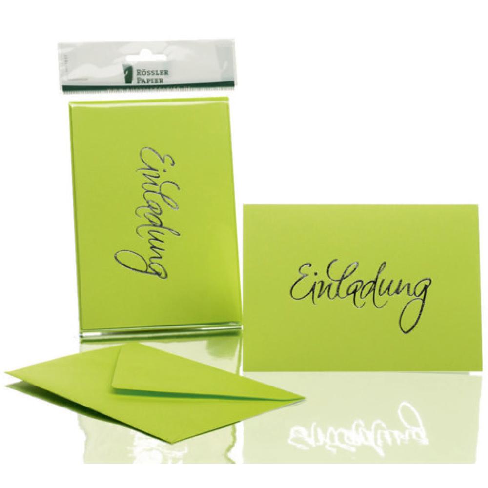 Briefkarte Einladung B6 HD 5 Karten 5 Umschläge maigrün RÖSSLER 1181955022 (4014969555934)